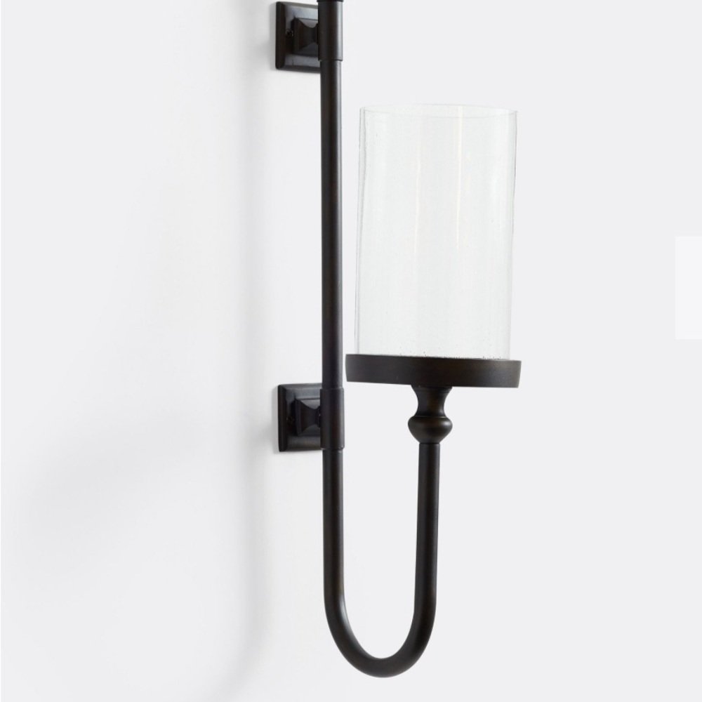 Pottery Barn Parker Recycled Glass & Bronze Wall Mount Pillar Candle Holder - LG